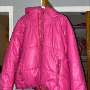 Pink bubble gum plus size coat